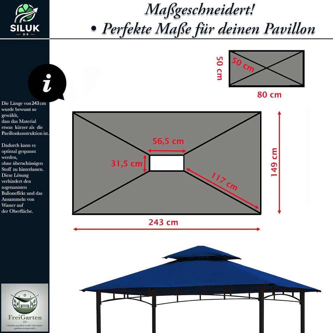 freigarten.de Ersatzdach für Pavillon Grill 2.4[m] x 1.5[m] Meter Sand Antik Pavillon Wasserdicht Ma