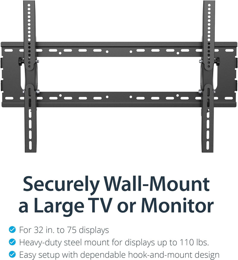 StarTech.com Supporto da parete per TV a schermo piatto da 32 "a 75" - Inclinabile - Acciaio - Staff