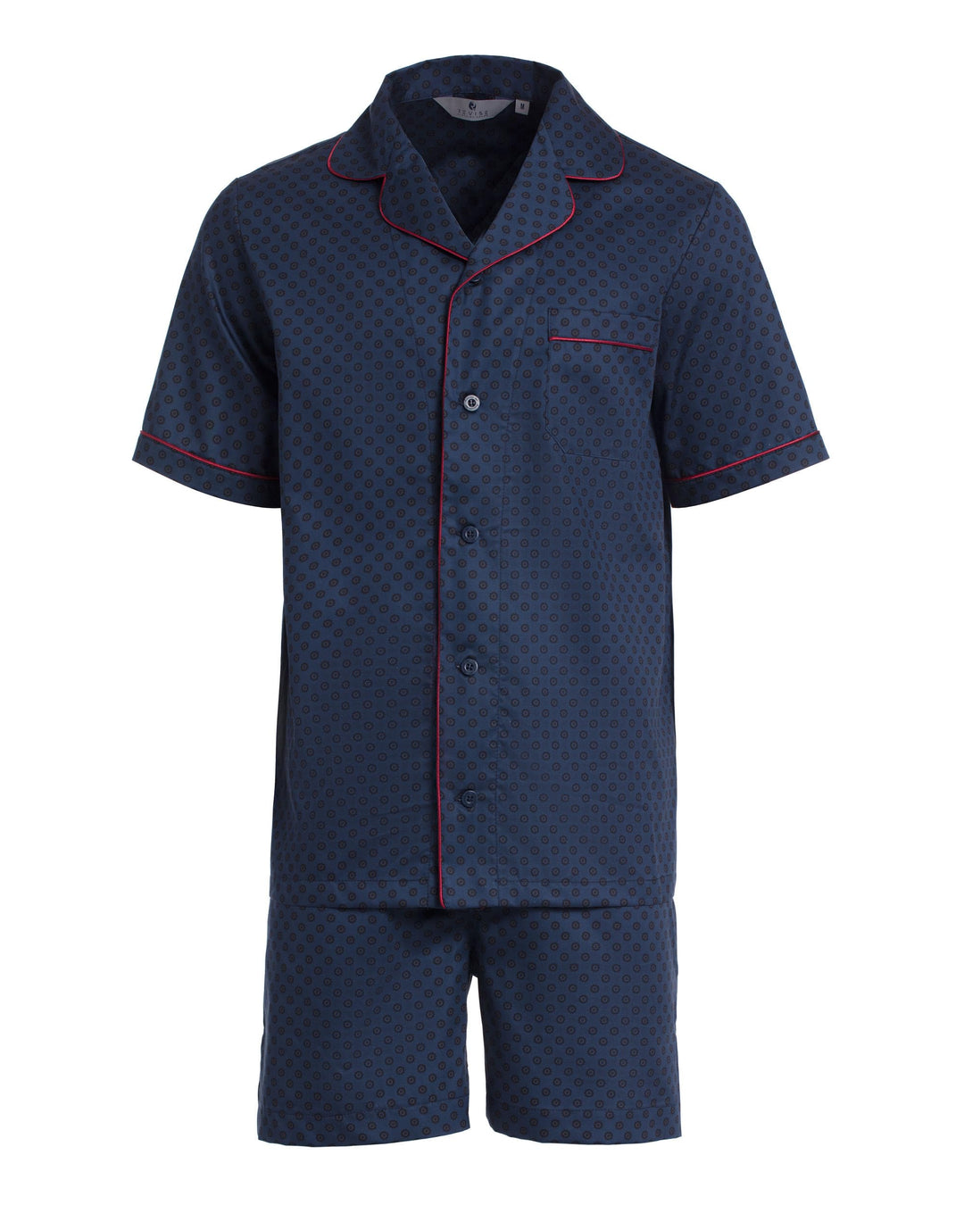 Revise RE-950 Kurzer Herrenpyjama - Schlafanzug für Herren - Pyjama – 100% Baumwolle S Dunkelblau C3