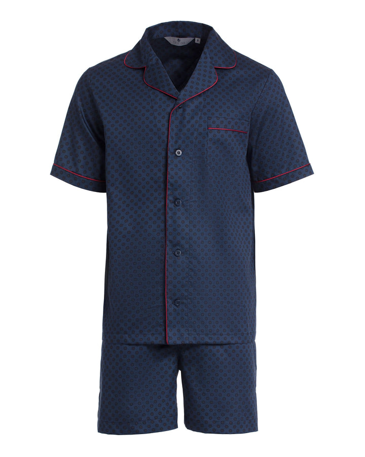 Revise RE-950 Kurzer Herrenpyjama - Schlafanzug für Herren - Pyjama – 100% Baumwolle S Dunkelblau C3