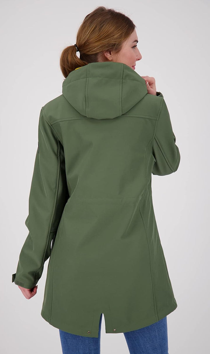 Ankerglut Women's softshell coat, short coat with hood, lined transition jacket, Ankerglutbrise soft