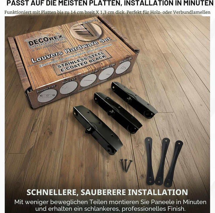 Louvers Hardware Set für Jalousien und Rollläden, Komplettset für 11 Bretter, Edelstahl E-beschichte