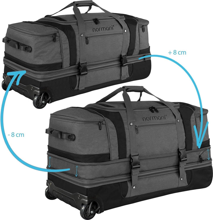 Reisetasche 2-Rad Trolley Weichgepäck Reisetasche mit Rollen und 6 Fächern - erweiterbarer Reisetrol