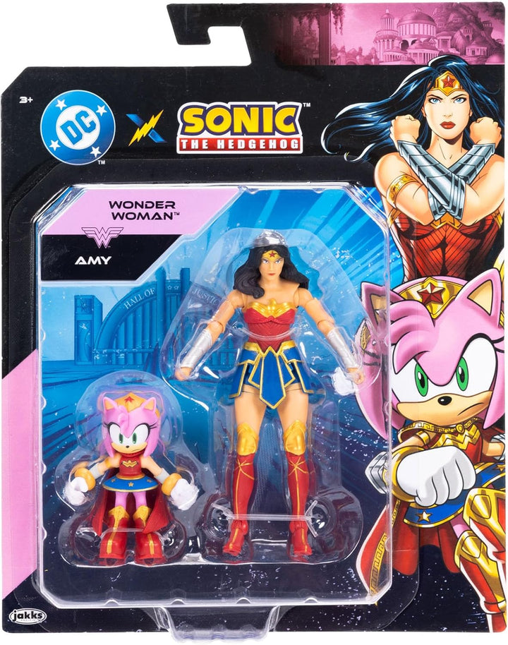 DC x Sonic Amy & Wonder Woman Actionfiguren-Multipack, Jakks Pacific, enthält eine 6,35 cm grosse Am