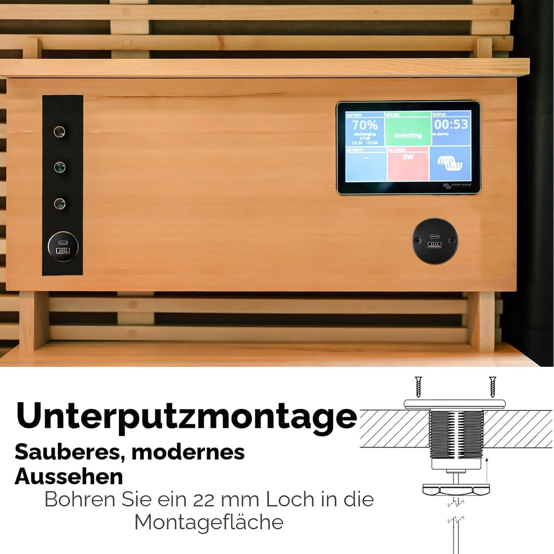 acegoo USB C Steckdose 12V Wohnmobil Ladegerät Vollaluminium, Typ C USB Anschluss PD3.0 QC3.0 KFZ Bu