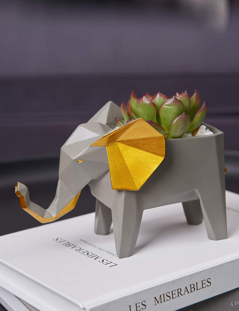 Amoy-Art Blumentopf Pflanzen Elefant Arts Skulptur Modern Dekor Statue Wohnzimmer Kunst Figuren Poly