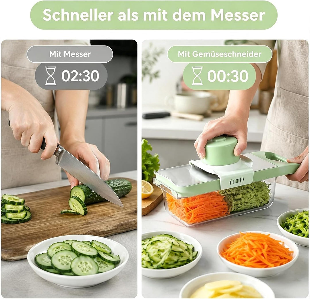 6 in 1 Multifunktion Gemüseschneider, Mandoline Edelstahl Julienneschneider, Gemüsehobel, Hobel Gemü