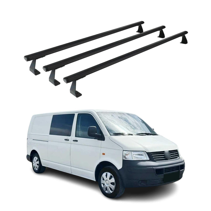 OMAC Dachträger Grundträger Gepäckträger kompatibel mit VW Caravelle T5 2003-2015 Alu Schwarz 3X Scw
