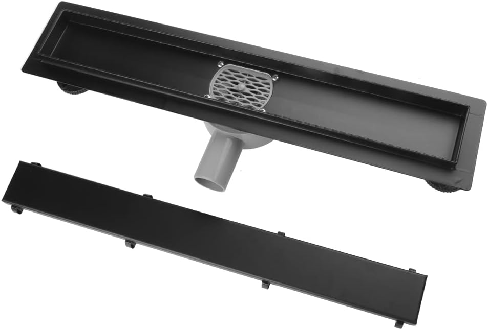 Duschrinne, 50cm,2 in 1,360?,Siphon mit Geruchsstop und Haarsieb Randablauf Befliesbar Edelstahl Abl
