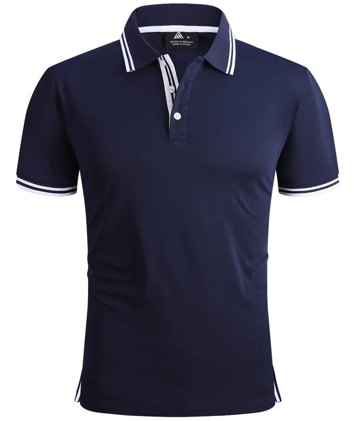 geeksport Poloshirts Herren Kurzarm Tennis Slim Fit Golf Polo Shirt Männer Sport Schnelltrocknend At