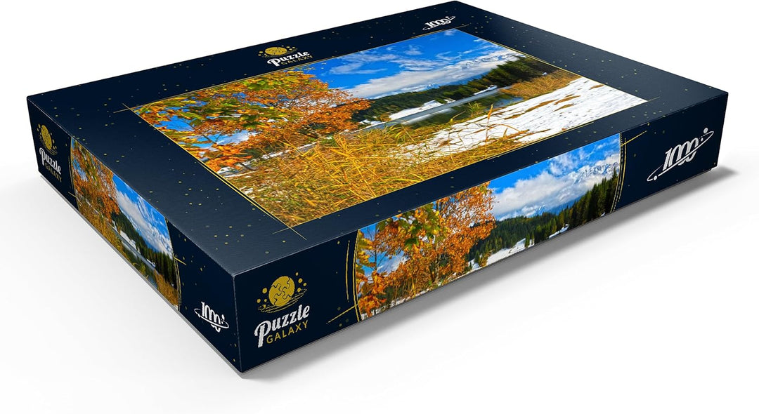 Der erste Schnee im Oktober, Geroldsee bei Klais gegen Karwendelgebirge mit Wörner - Premium 1000 Te