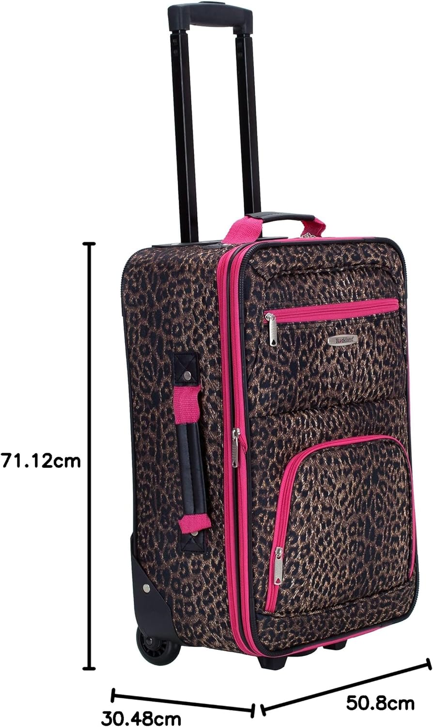 Rockland Jungle Softside Gepäck-Set, pink Leopard, 4-Piece Set (14/29/24/28), Jungle Softside Gepäck