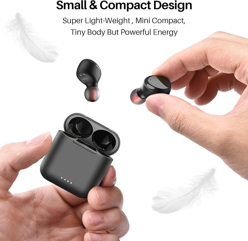 TOZO T6 Bluetooth Kopfhörer Kabellos In Ear Kopfhörer Touch Control mit Kabellosem Ladecase, IPX8 Wa