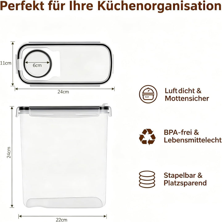 12er Müslibox mit Deckel 4L Vorratsdosen mit Deckel Etiketten luftdicht Aufbewahrungsboxl Küche Aufb
