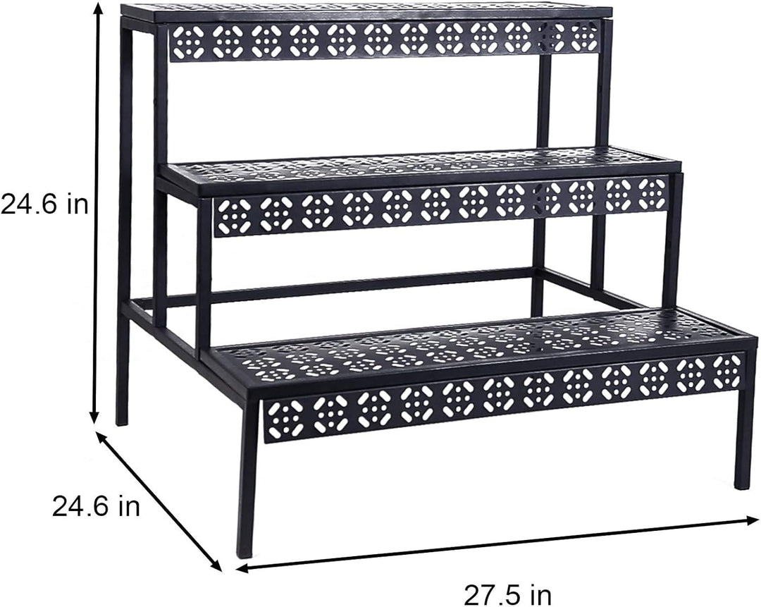 3 Stufen Metall Blumentreppe, Pflanzentreppe Blumenbank, Pflanzenregal Blumenregal, Pflanzenständer