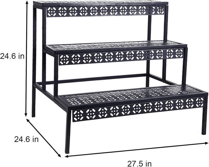 3 Stufen Metall Blumentreppe, Pflanzentreppe Blumenbank, Pflanzenregal Blumenregal, Pflanzenständer