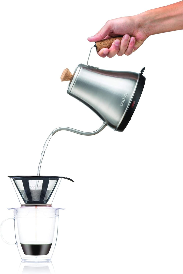 Bodum Pour Over Kaffee-Tropfer-Set mit doppelwandigem Becher und Permanentfilter, 340 ml, transparen