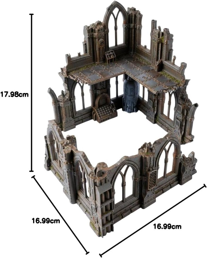Gotische Ruinen Serie - Set 2: Zweigeteilte Ruine mit Zwei- und EIN-Geschossigen Abschnitten, Massst