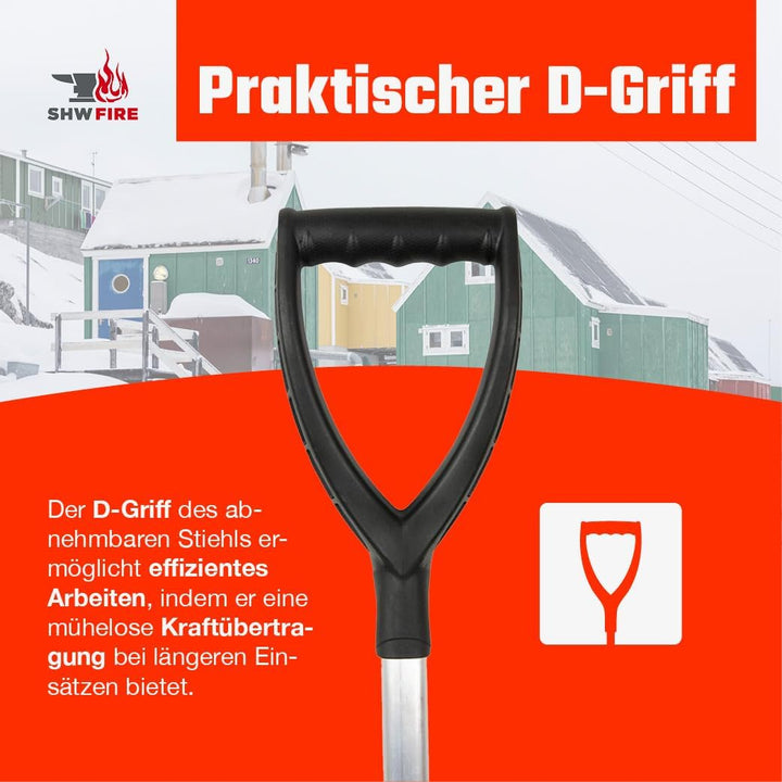 Ergonomischer Schneeschieber 55 cm, Schaufel aus verstärktem Kunststoff, Aluminium-Schutzkante, Abne