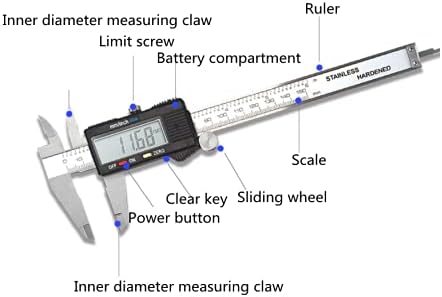 200 mm Digitaler Messschieber, Zoll/Bruchstücke/Millimeter Umwandlung Wasserdichter Schieblehre Edel