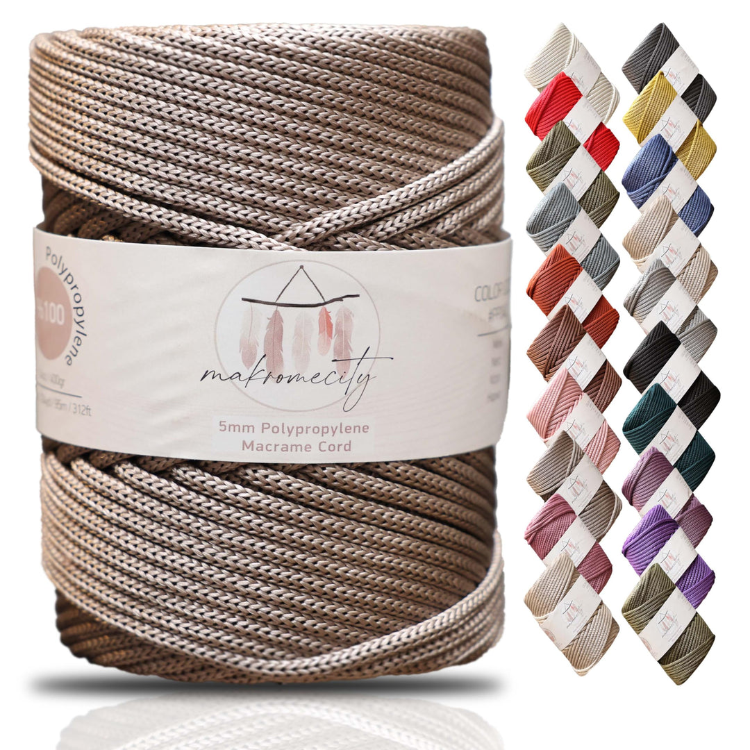 Makromecity Makramee Garn 5mm x 95m Premium Polyester Makramee Schnur Polypropylene Yarn Basteln für
