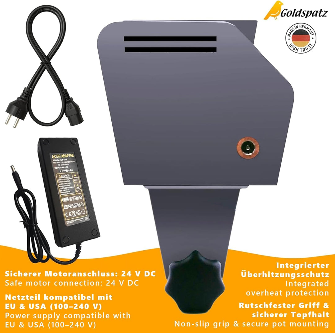 Profi MAX Plus elektrische Spätzlemaschine - mit Elektromotor, Edelstahlkurbel & Klemme - für bis zu
