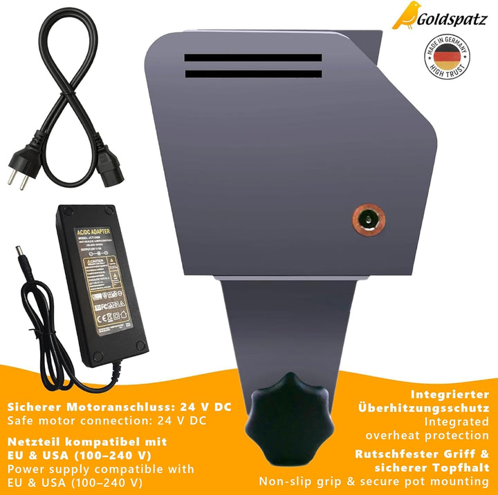 Profi MAX Plus elektrische Spätzlemaschine - mit Elektromotor, Edelstahlkurbel & Klemme - für bis zu