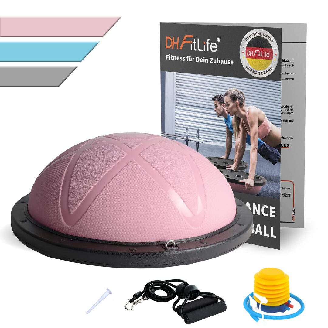 DH FitLife Balance Ball, Yoga Gleichgewichtstrainer Φ60*22cm bis 200 KG belastbar, halber Gymnastikb