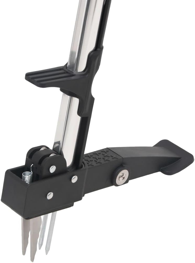Unkrautstecher mit 4 Stahlkrallen, Unkrautentferner aus eloxiertem Aluminium, ergonomischer Gartenhe