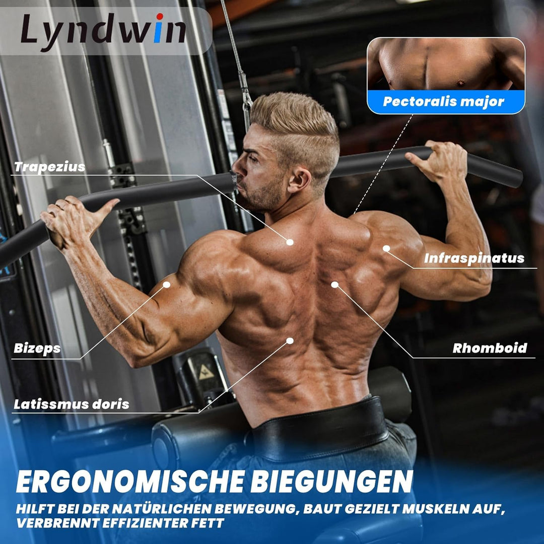 Lyndwin Latzugstange Bizeps Trizeps Stange, Schwarz Stahl Latzug Griff Muskelzugstange, Fitness Grif
