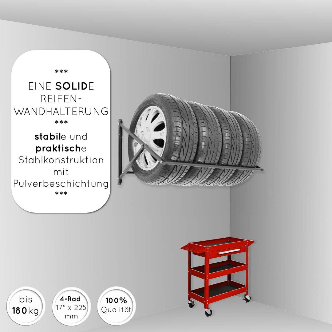 Stillerbursch Reifenregal Felgenbaum Reifenhalter Reifenwandhalter Felgenregal für 4