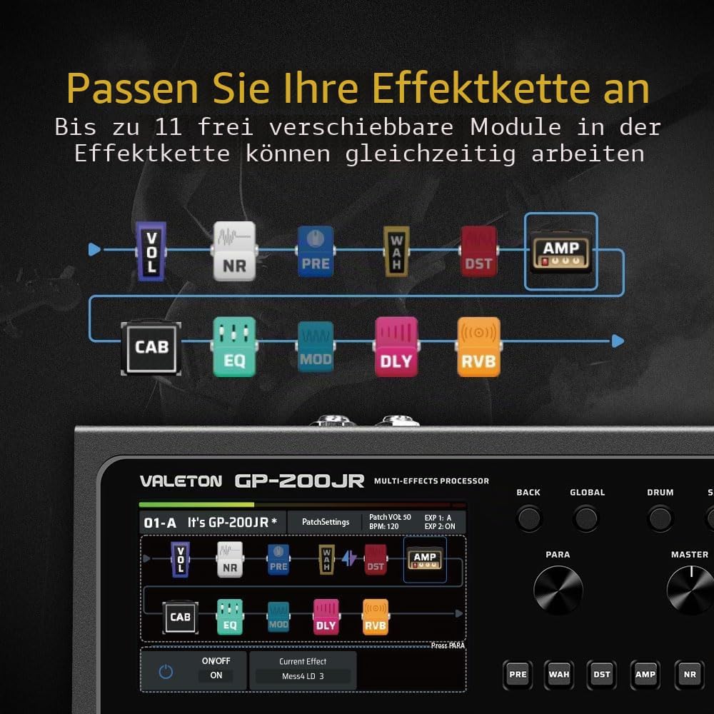 Valeton Gitarren Bass Effektpedal Multi-Effekte Prozessor Guitar Bass Amp Modeling IR Cabinets Simul