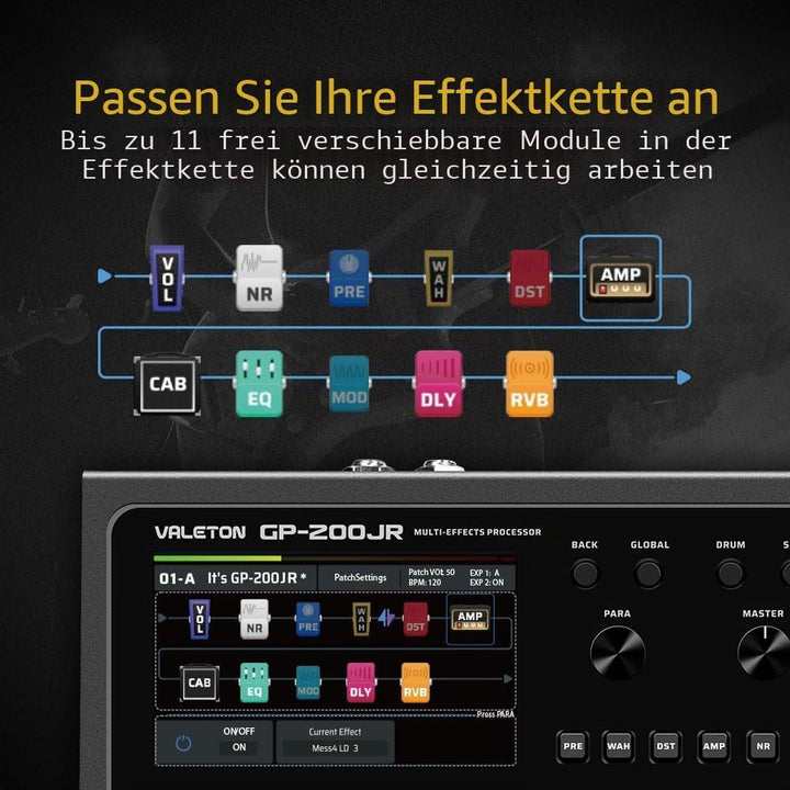 Valeton Gitarren Bass Effektpedal Multi-Effekte Prozessor Guitar Bass Amp Modeling IR Cabinets Simul