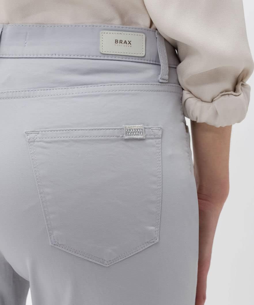 BRAX Damen Style Carola Five-Pocket Wertigem Baumwollsatin Hose 27W / 30L Grey Melange, 27W / 30L Gr