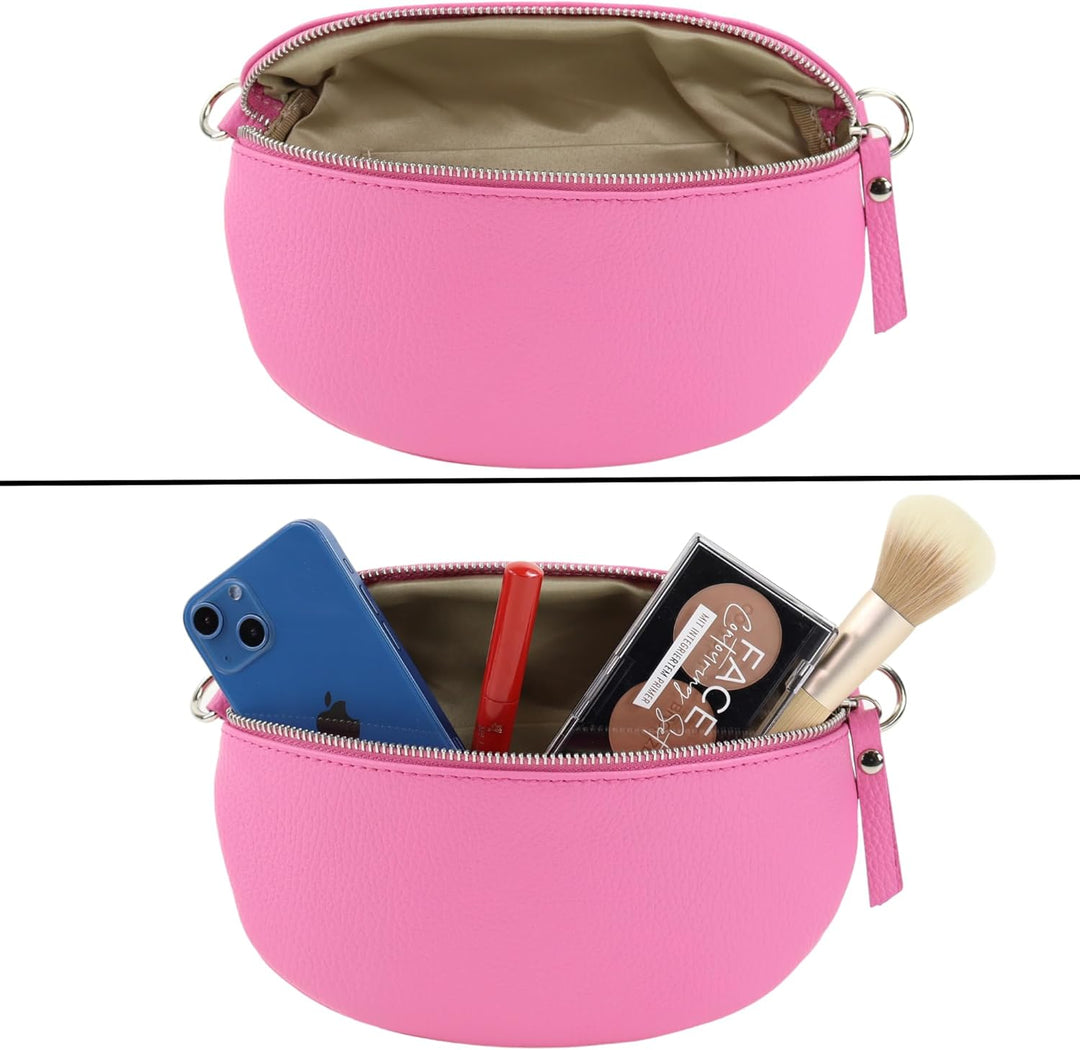 Blade Bauchtasche Damen Echtleder, stylische Gürteltasche Damen mit 2 gemusterten und Leder abnehmba