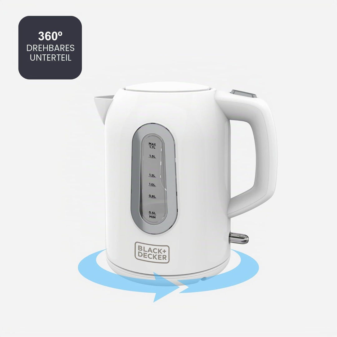 BLACK+DECKER BXKE2204E - Wasserkocher, 1,7 l, 2200 W, 360°-Sockel, leicht, Abschaltautomatik bei koc