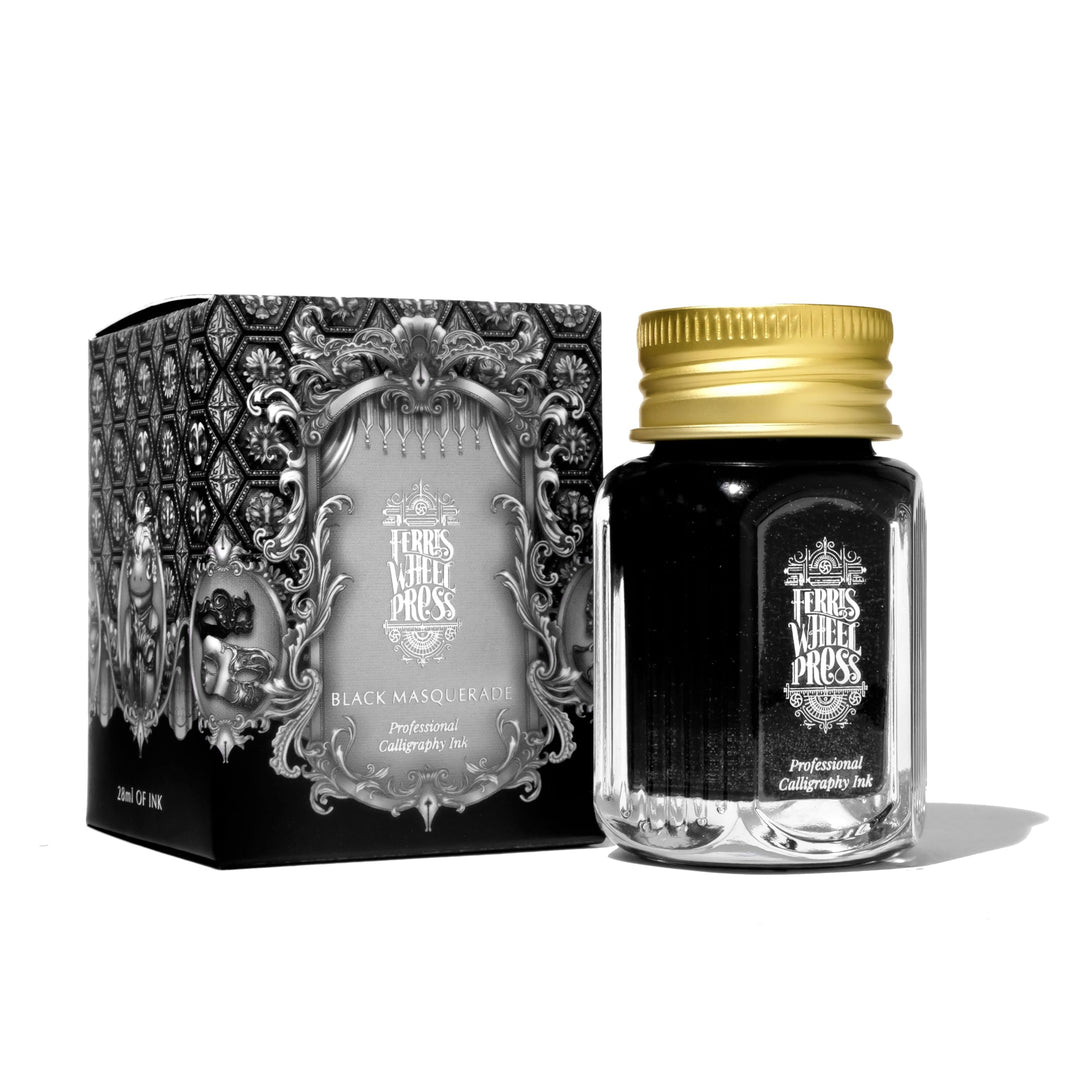 Ferris Wheel Press Calligraphy Ink | Black Masquerade with Silver Shimmer | 28ml Black 28 ml, Black
