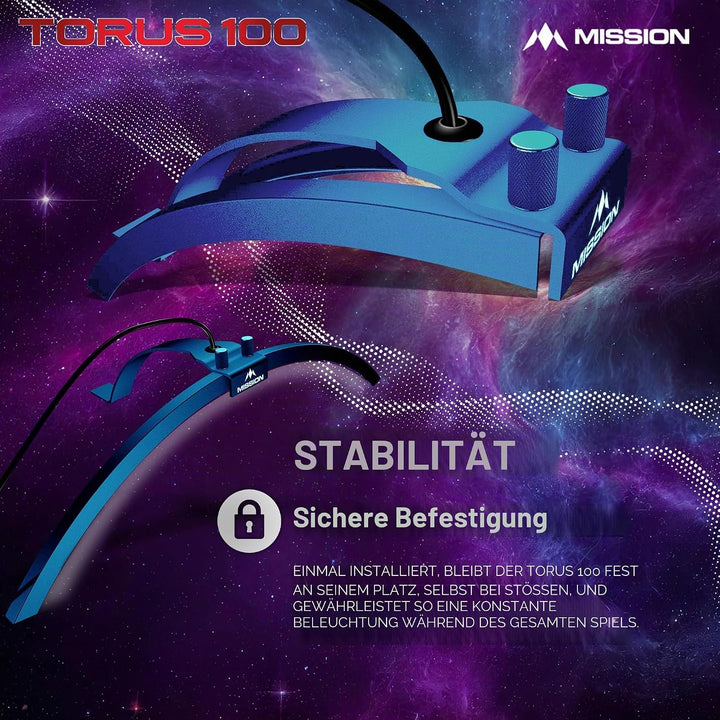 Mission Darts TOR100 Torus 100 | Dartscheibe LED klappbar tragbar Dartscheibe Reise Beleuchtungssyst