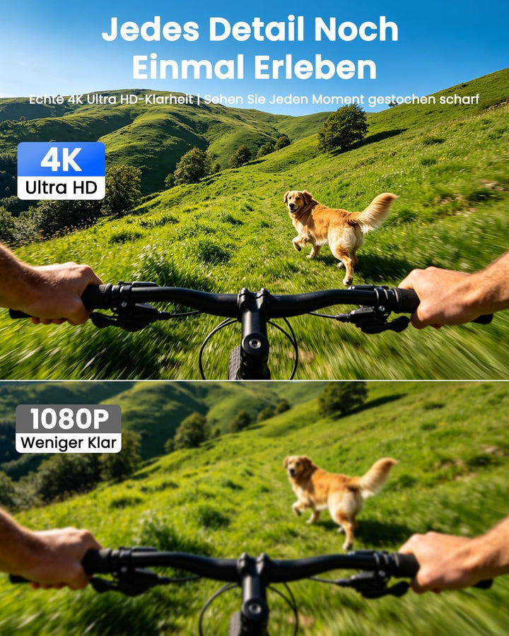 Bextgoo Bodycam, Action Cam 4K, Body Camera WiFi 64GB Dashcam Fahrrad Schwarz, Schwarz