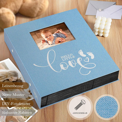 Lanpn Baby Fotoalbum 10x15 600 Fotos, Leinen Fotoalbum Einsteckalbum Babyalbum, Grosses Einstecken E
