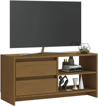 homiuse TV-Schrank TV Lowboard Honigbraun 80x31x39 cm Massivholz Kiefer TV Board Fernsehschrank Fern