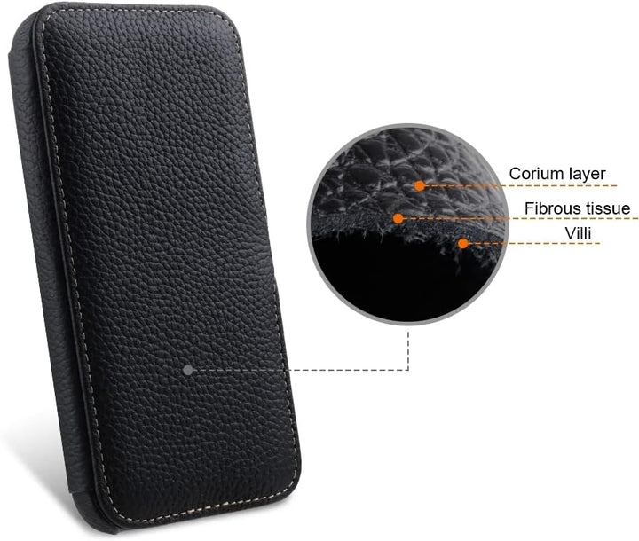 STILGUT Book Case kompatibel mit iPhone 14 Pro (6.1“) Hülle aus Leder mit Clip-Verschluss, Klapphüll