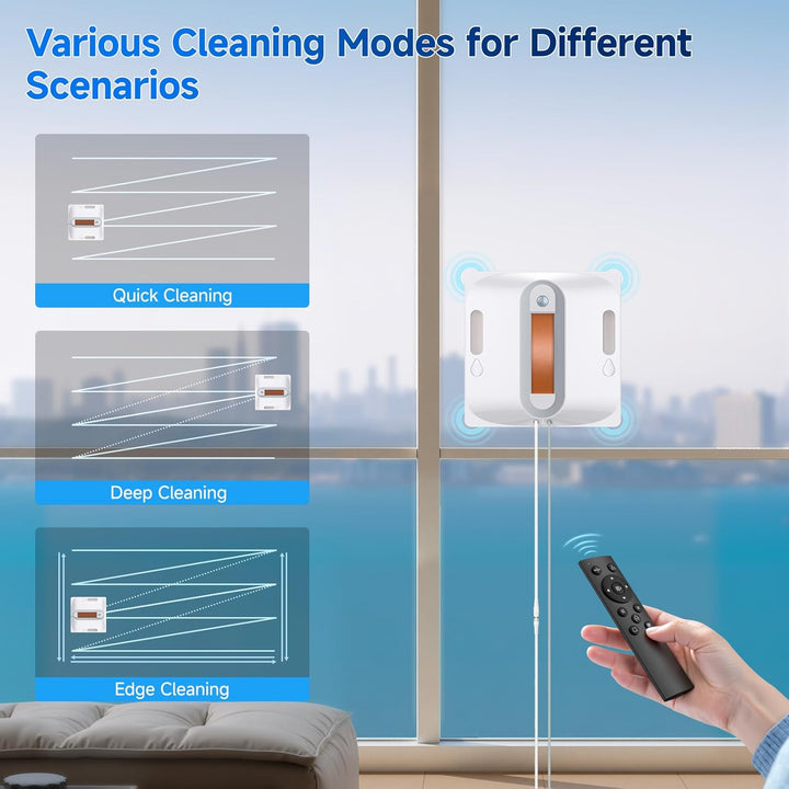 Lubluelu Auto Window Cleaning Robot, Upgraded 4 Water Spray & 8-Layer Safety Protection System,Sucti