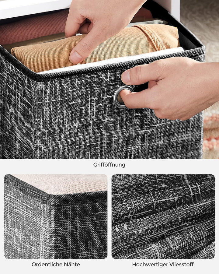 SONGMICS Aufbewahrungsbox, 6er Set, Ordnungsboxen aus Vliesstoff mit Griff, Boxen Aufbewahrung, 33 x