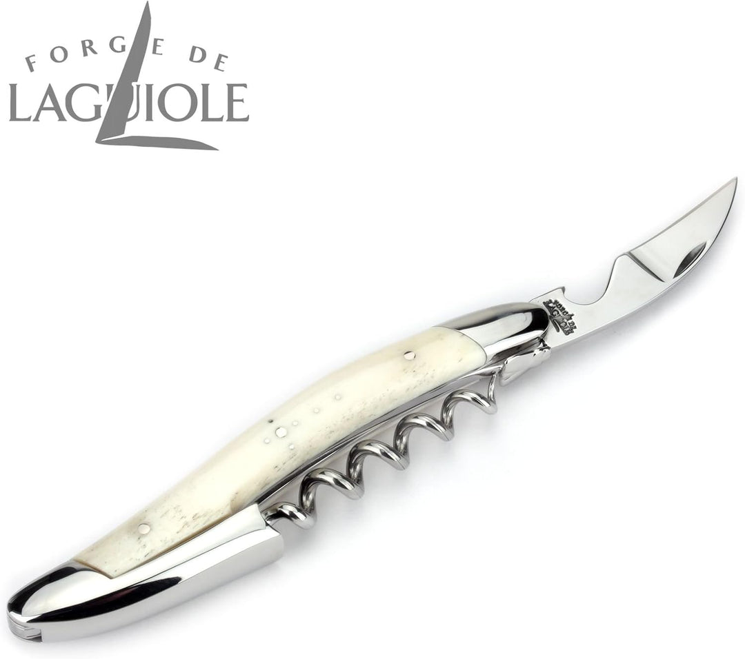 Forge de Laguiole - Kellnermesser Frankreich - Griff Knochen - Edelstahl glänzend - Original mit Zer