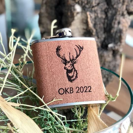 Flachmann mit Gravur Holz personalisiert *verschiedene Logos* personalisierter und gravierter Flachm