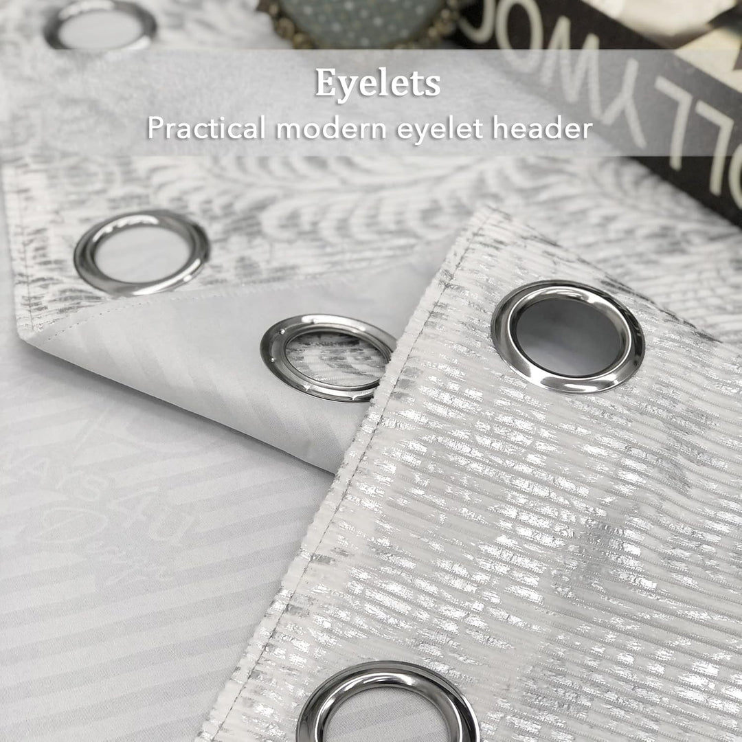 always4u 100% Rideau Occultant, Rideau Velours Argenté, Rideaux Thermique Isolant Anti Froid, Motif