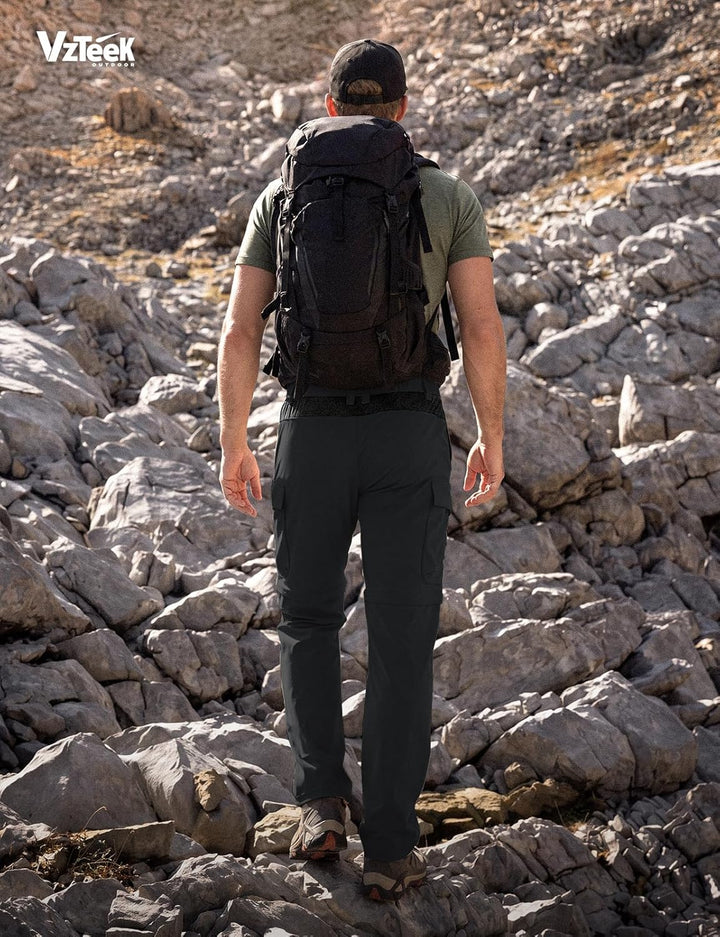 Vzteek Herren Wanderhose Zip Off Trekkinghose Outdoorhose Sommer Softshell Stretch Hose Kurz für Wan