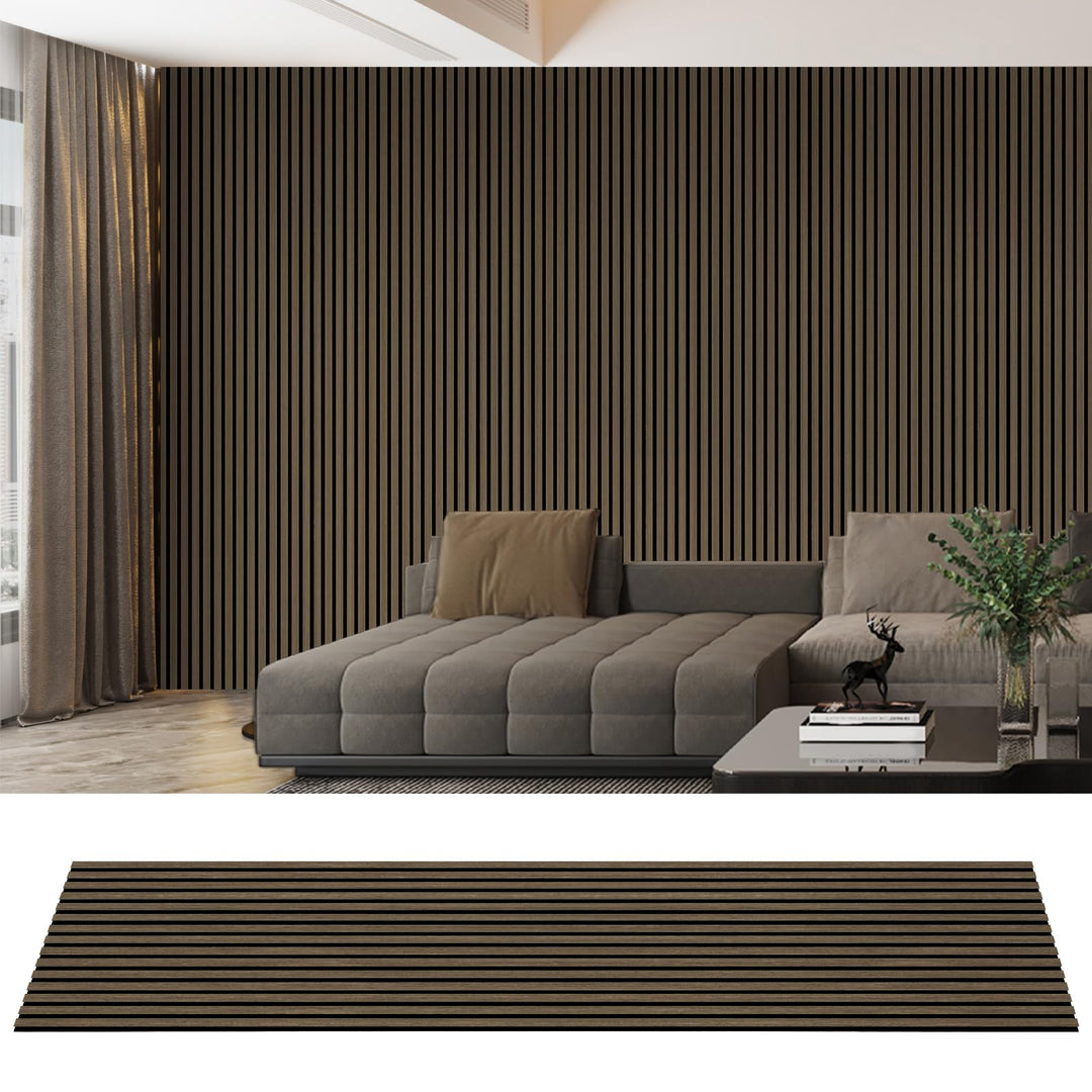 AKK-PANE Akustikpaneele Holz 240x60cm (4er-Set 5,76 m²), 3D Wandpaneele Holz, für Küche, Wohnzimmer,