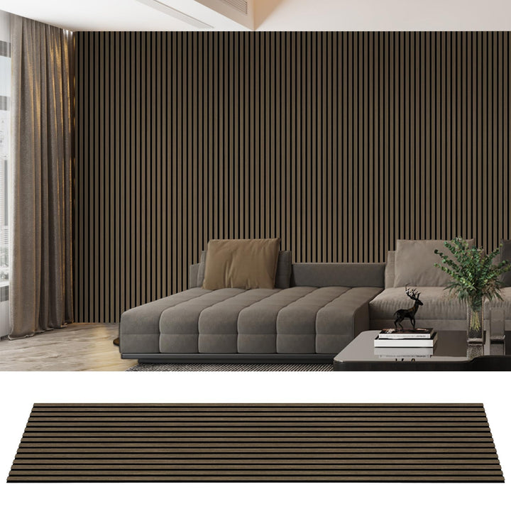 AKK-PANE Akustikpaneele Holz 240x60cm (4er-Set 5,76 m²), 3D Wandpaneele Holz, für Küche, Wohnzimmer,